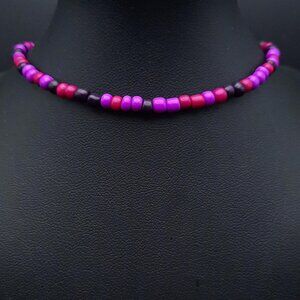 Shades of Purple Bohemian Boho Minimalist Beaded Necklace Handmade Jewelry